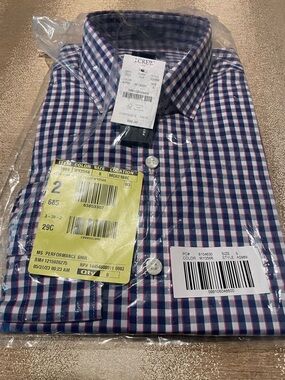 J. Crew Men's Navy, White & Red Checked Dress Shirt